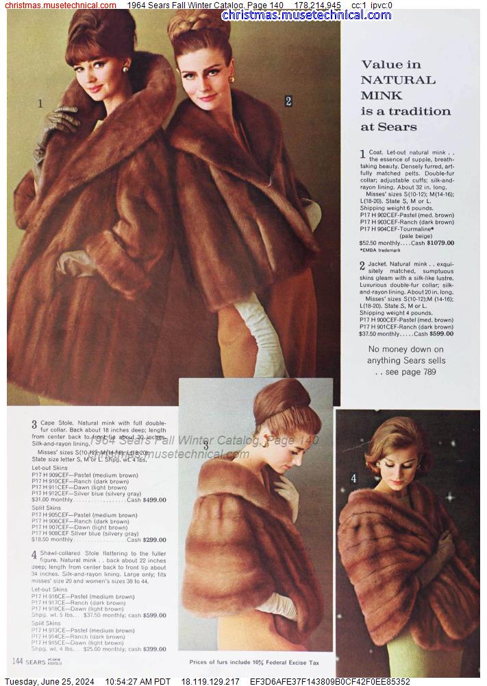 1964 Sears Fall Winter Catalog, Page 140