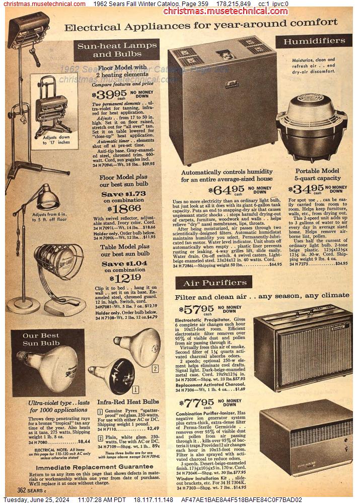 1962 Sears Fall Winter Catalog, Page 359