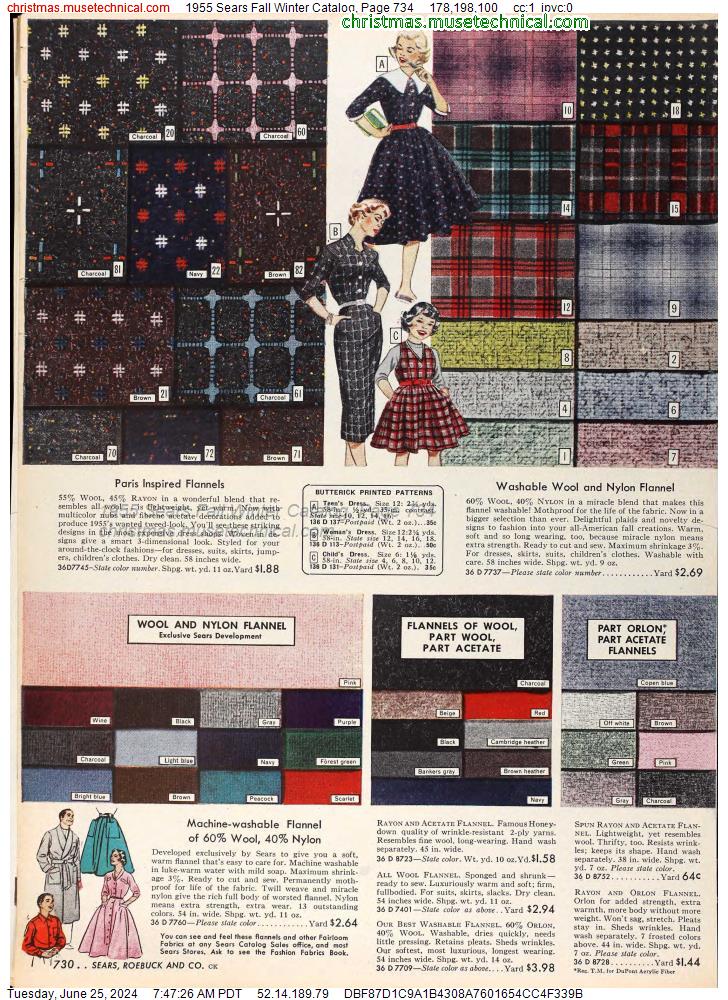 1955 Sears Fall Winter Catalog, Page 734