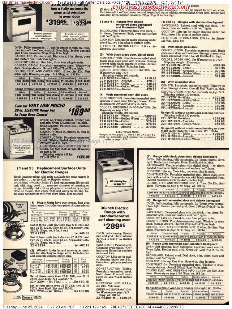 1978 Sears Fall Winter Catalog, Page 1126