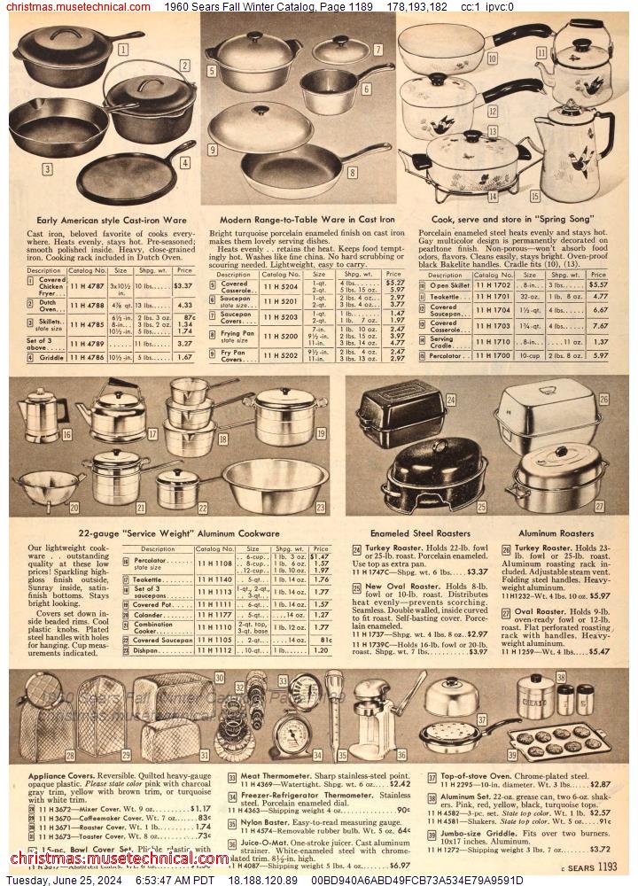 1960 Sears Fall Winter Catalog, Page 1189