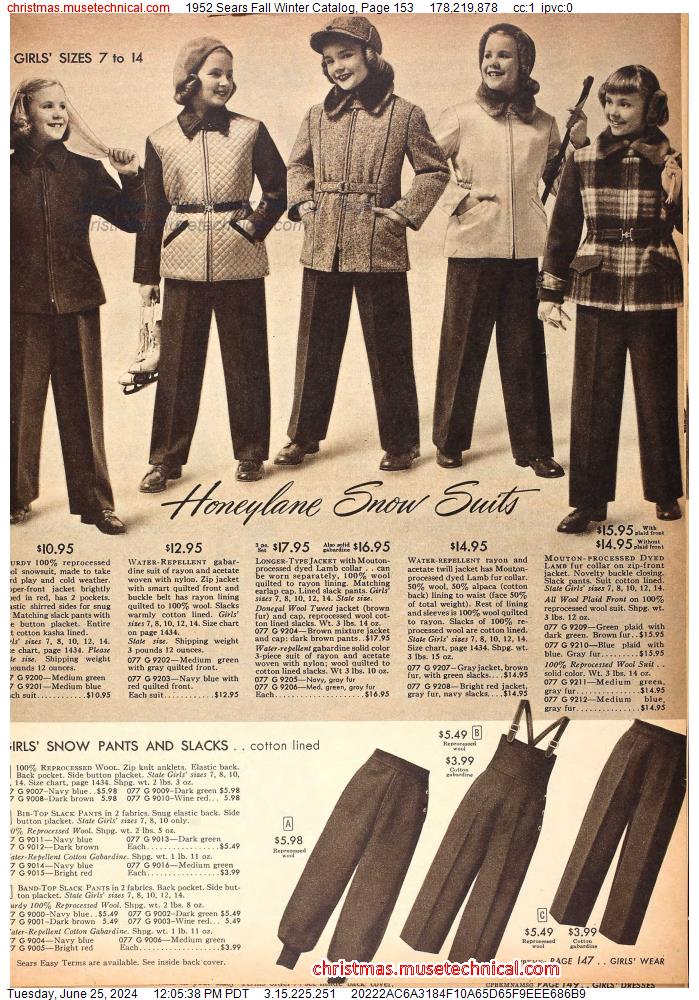 1952 Sears Fall Winter Catalog, Page 153