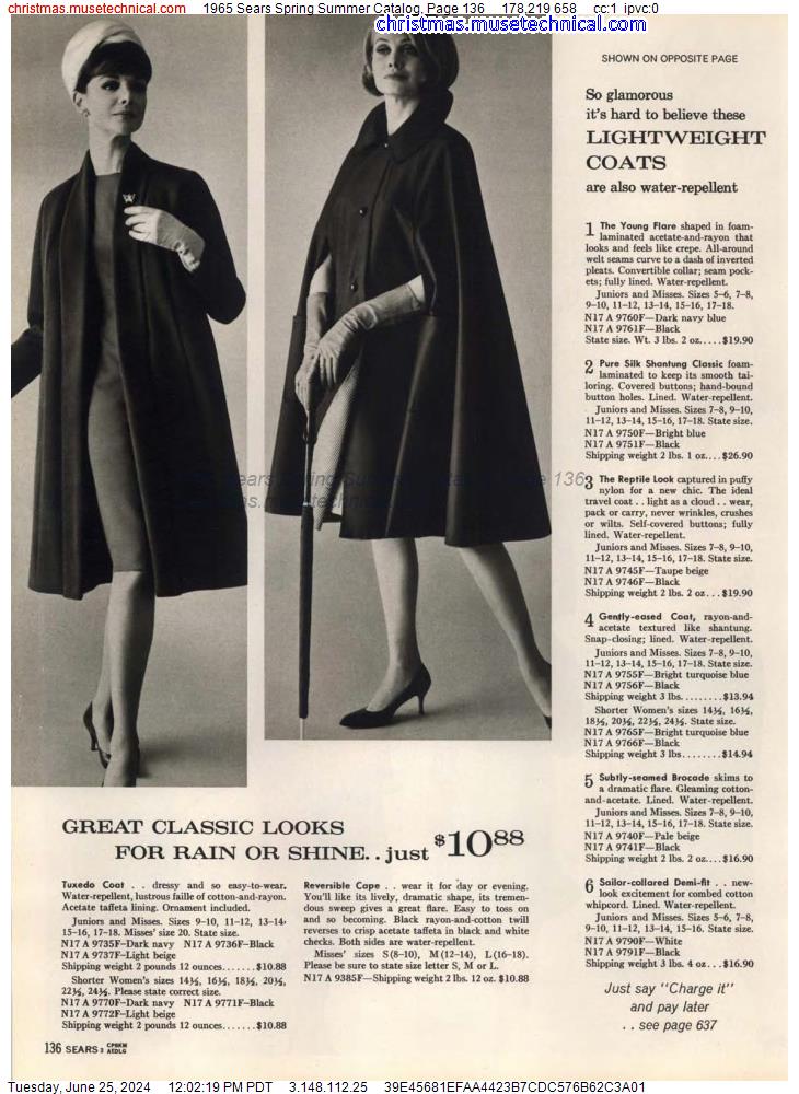1965 Sears Spring Summer Catalog, Page 136