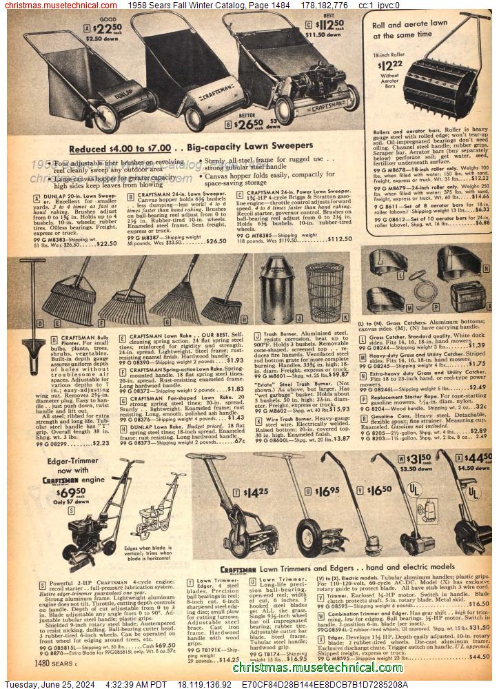 1958 Sears Fall Winter Catalog, Page 1484