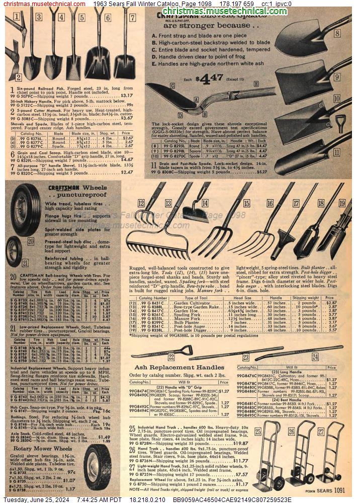 1963 Sears Fall Winter Catalog, Page 1098