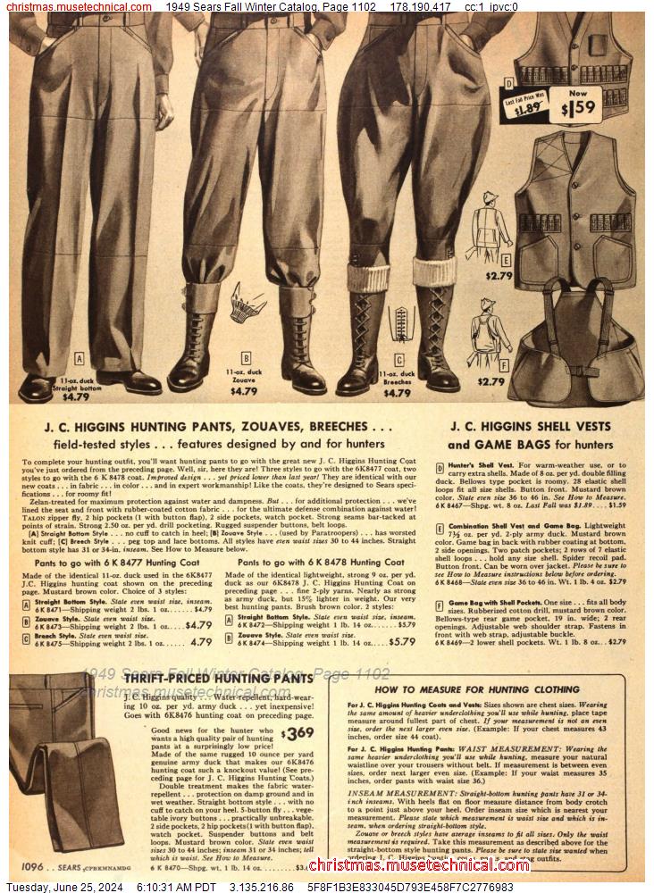 1949 Sears Fall Winter Catalog, Page 1102