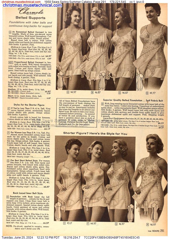 1958 Sears Spring Summer Catalog, Page 291