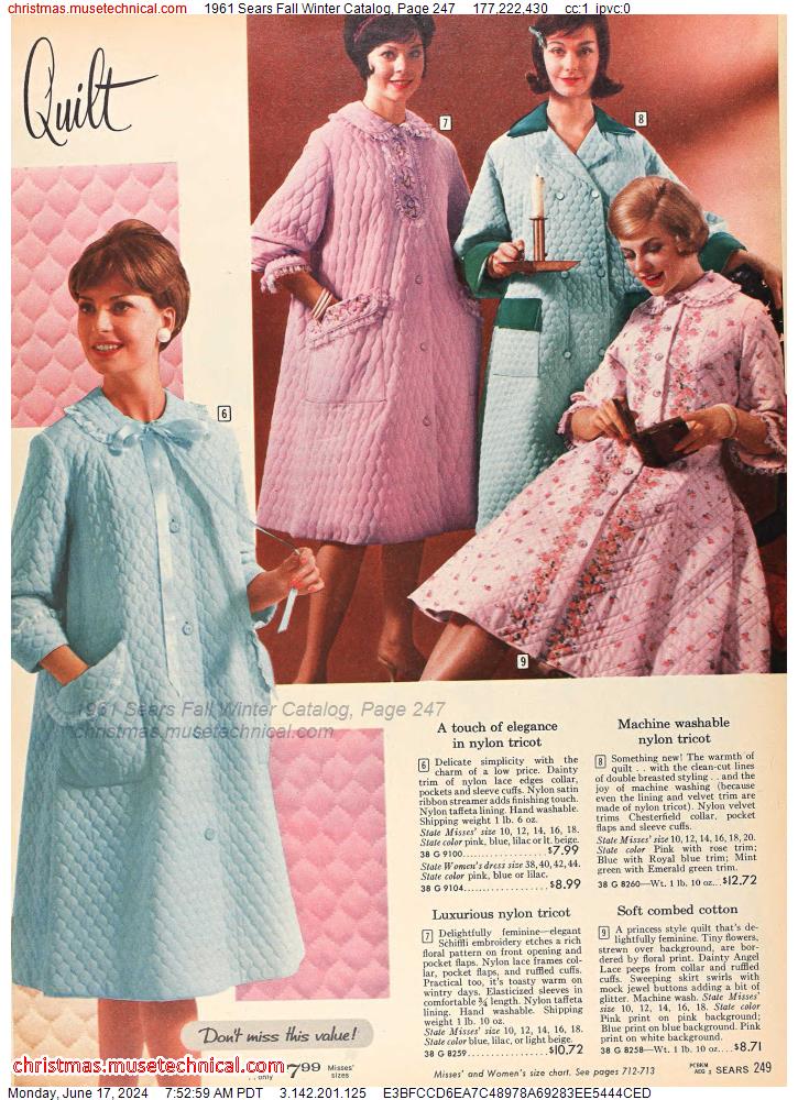 1961 Sears Fall Winter Catalog, Page 247