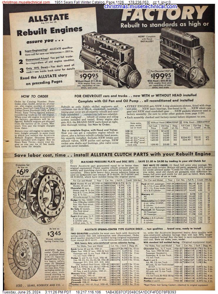 1951 Sears Fall Winter Catalog, Page 1126