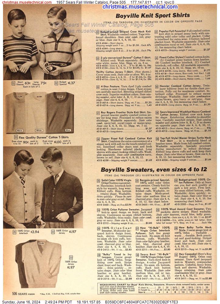 1957 Sears Fall Winter Catalog, Page 505