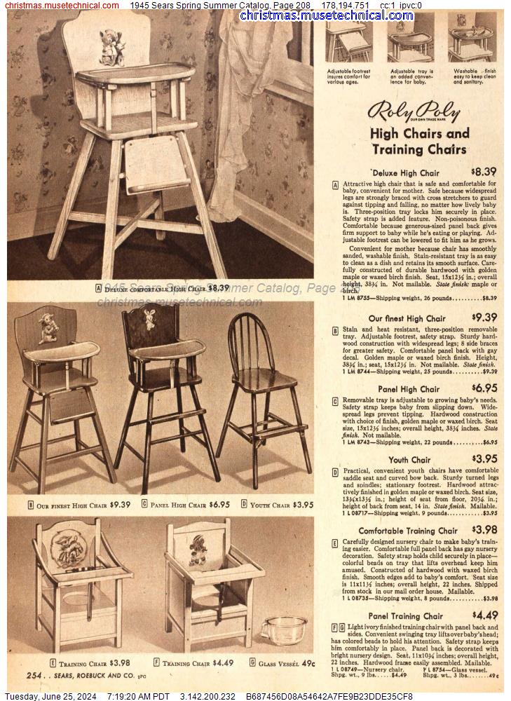 1945 Sears Spring Summer Catalog, Page 208