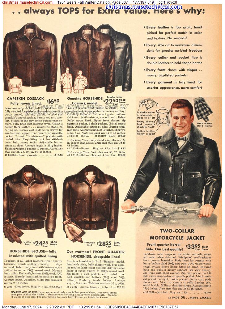 1951 Sears Fall Winter Catalog, Page 507