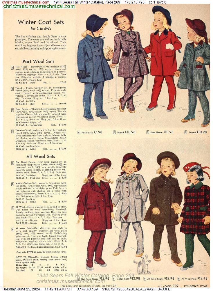 1944 Sears Fall Winter Catalog, Page 269