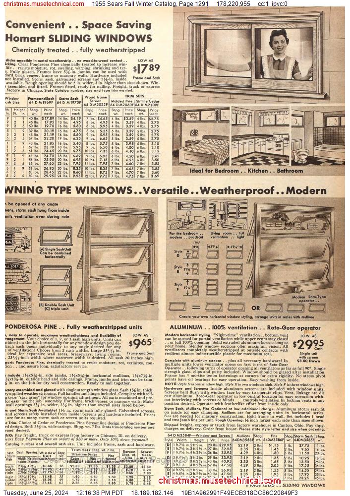 1955 Sears Fall Winter Catalog, Page 1291
