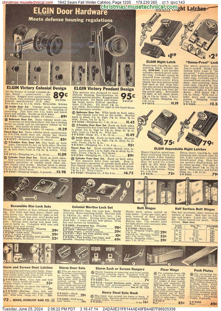 1942 Sears Fall Winter Catalog, Page 1205