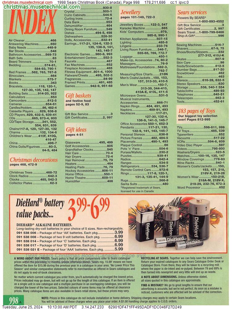 1998 Sears Christmas Book (Canada), Page 998