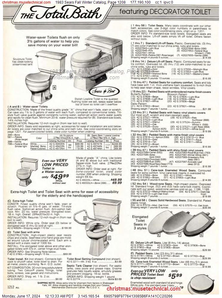 1983 Sears Fall Winter Catalog, Page 1208