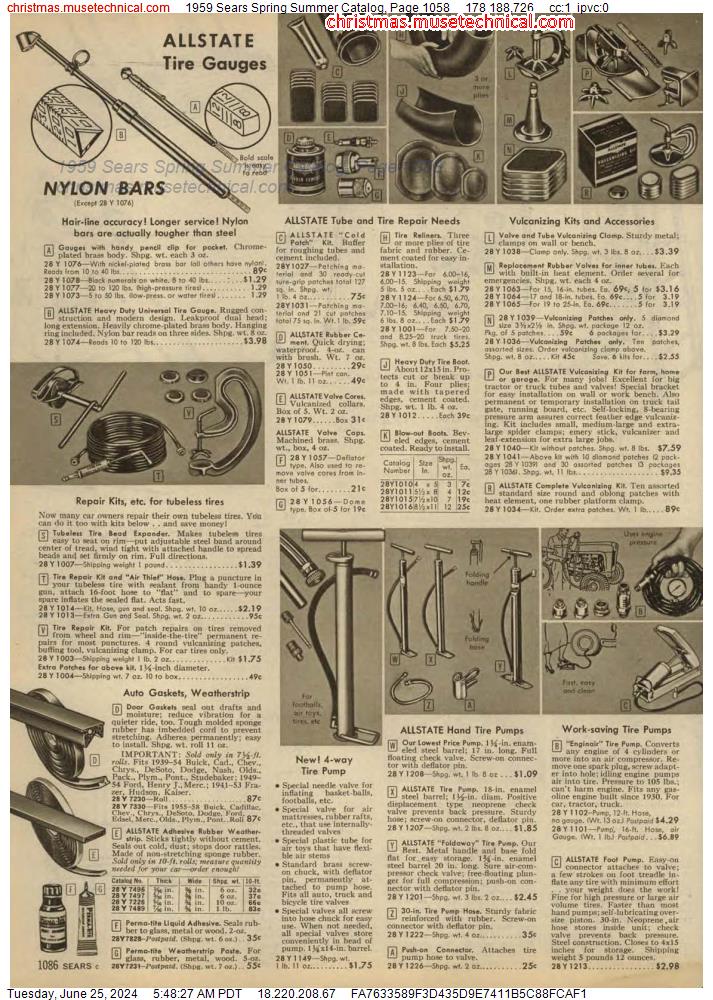 1959 Sears Spring Summer Catalog, Page 1058