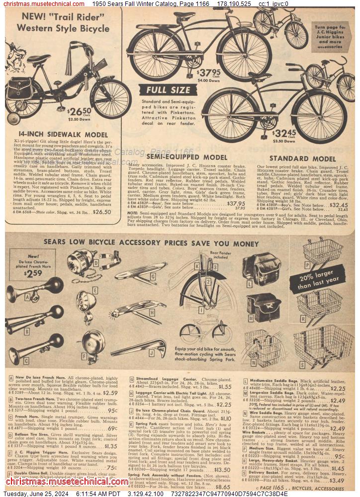 1950 Sears Fall Winter Catalog, Page 1166
