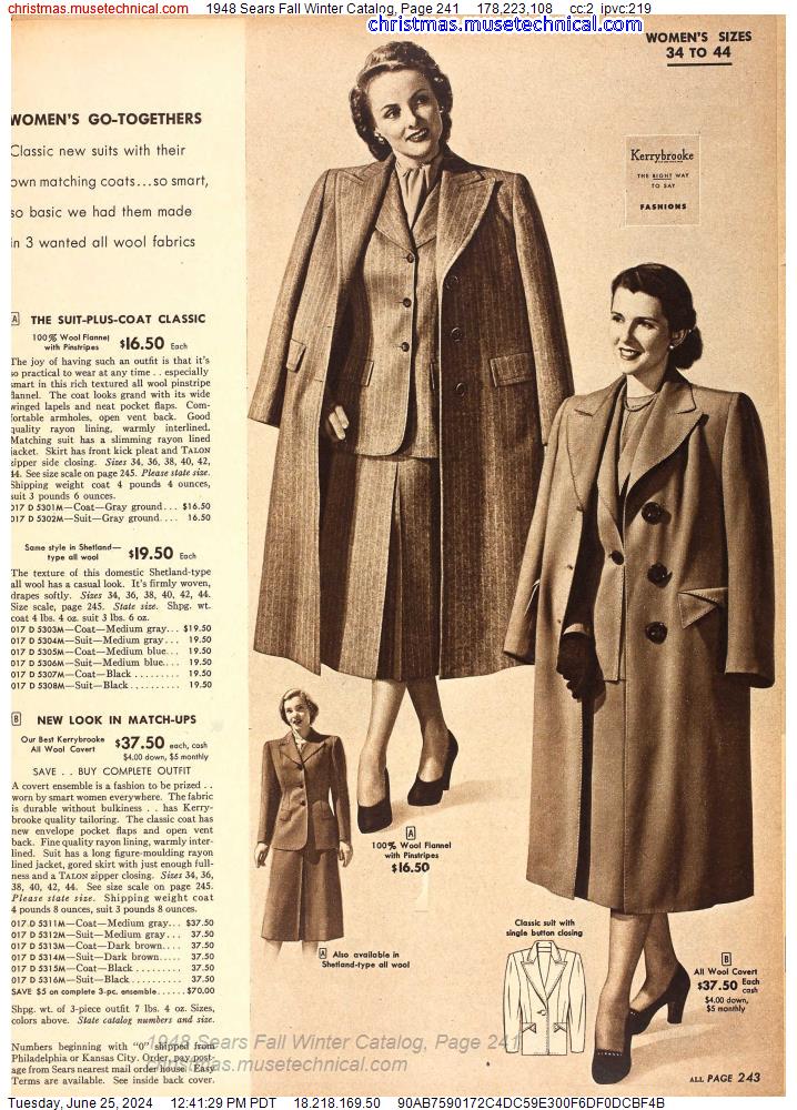 1948 Sears Fall Winter Catalog, Page 241