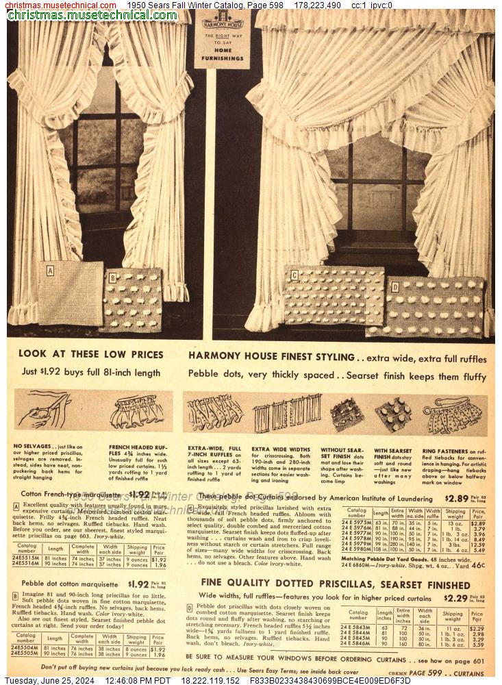 1950 Sears Fall Winter Catalog, Page 598