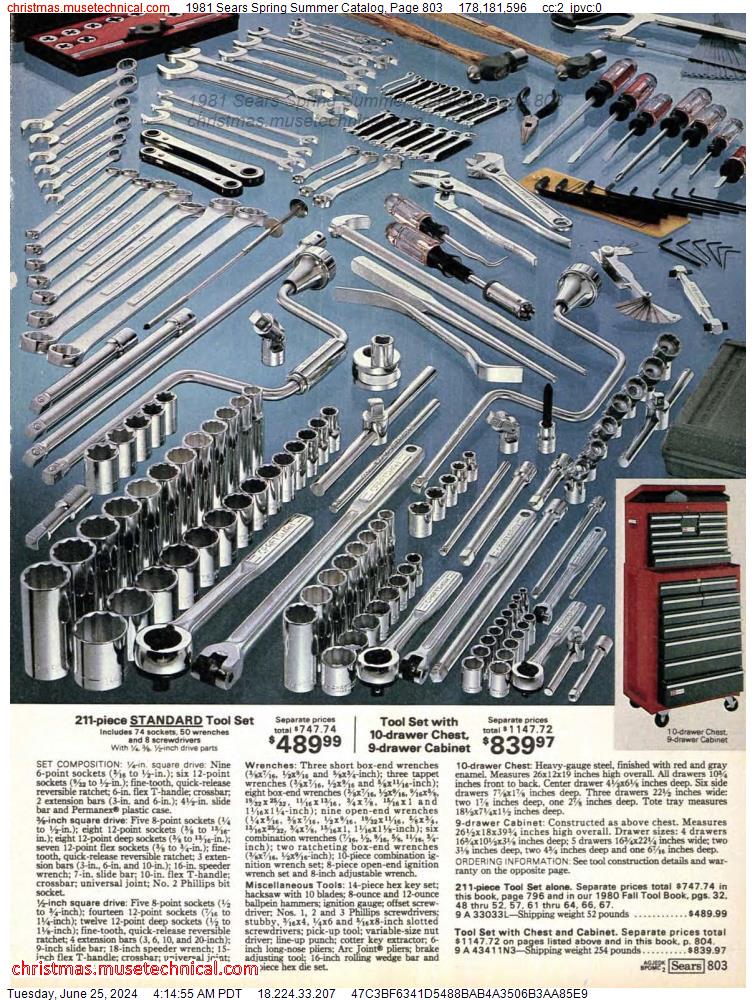 1981 Sears Spring Summer Catalog, Page 803