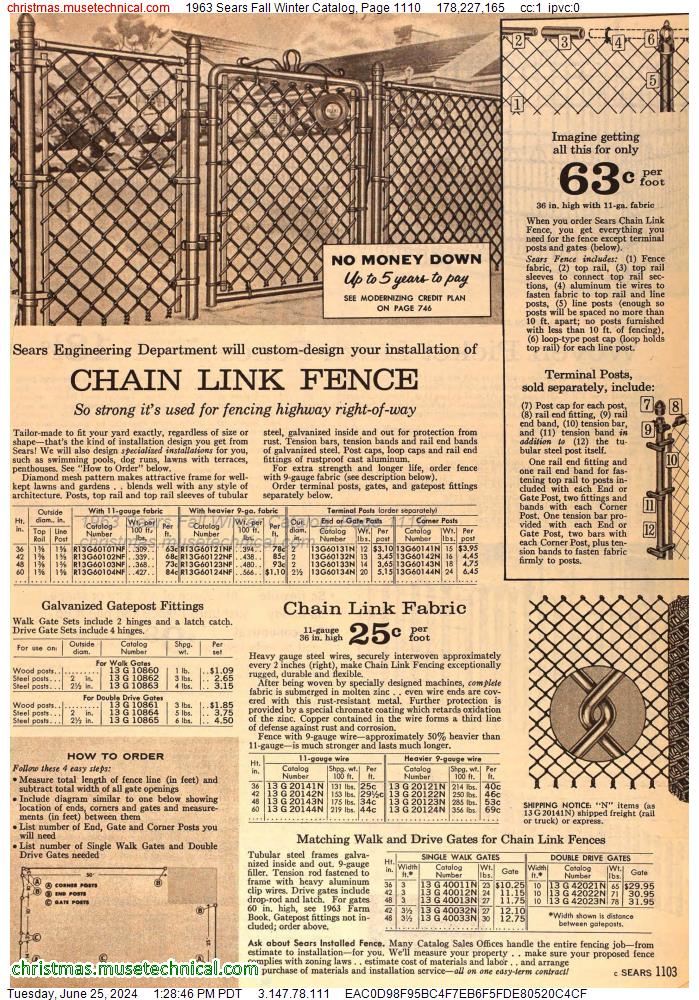 1963 Sears Fall Winter Catalog, Page 1110
