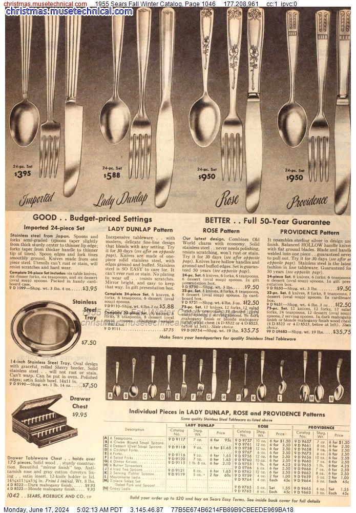 1955 Sears Fall Winter Catalog, Page 1046
