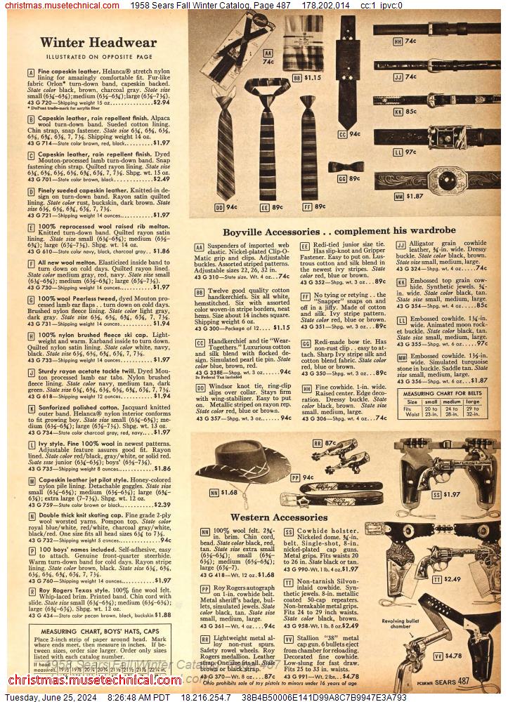 1958 Sears Fall Winter Catalog, Page 487