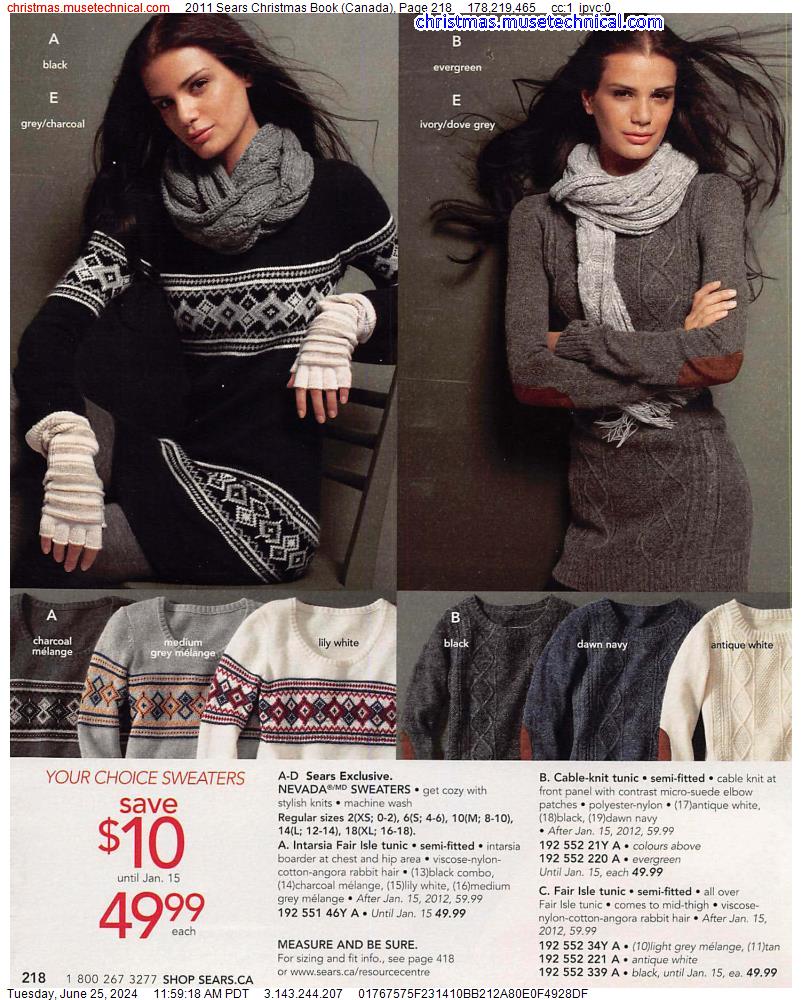 2011 Sears Christmas Book (Canada), Page 218