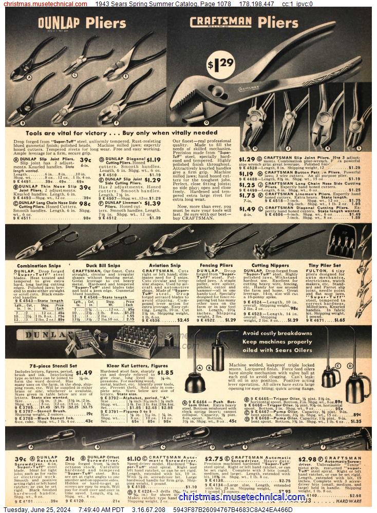 1943 Sears Spring Summer Catalog, Page 1078