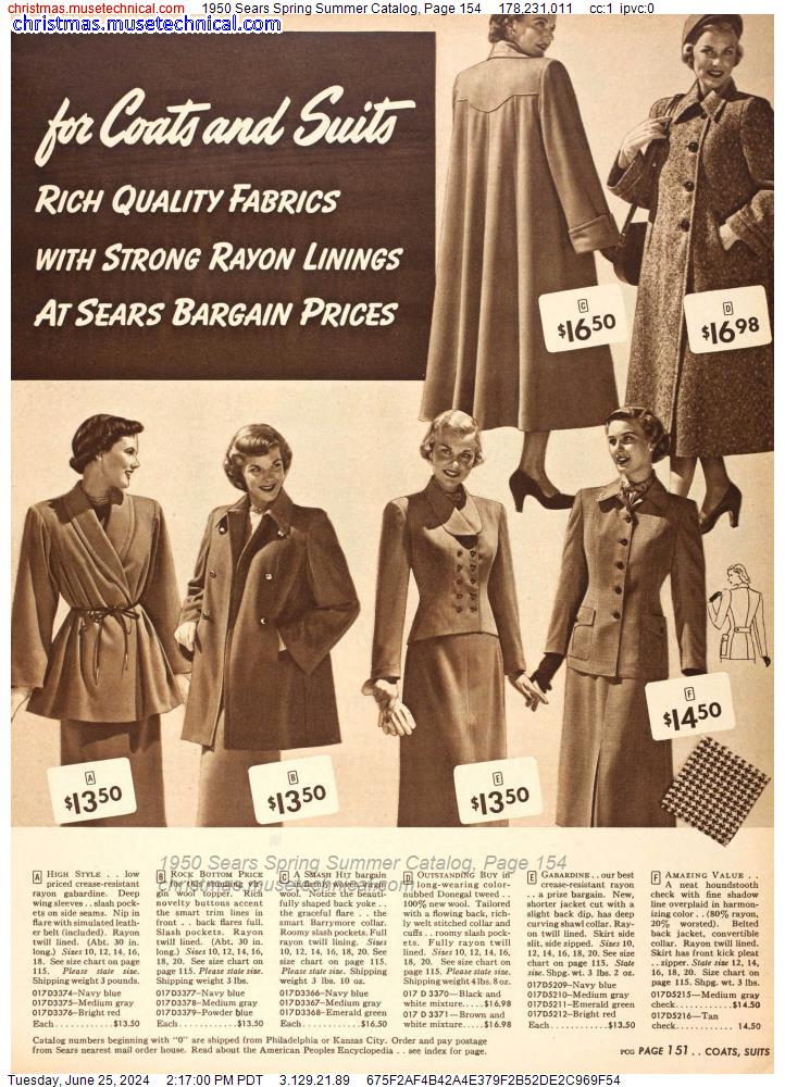 1950 Sears Spring Summer Catalog, Page 154