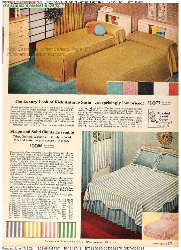 1958 Sears Fall Winter Catalog, Page 877