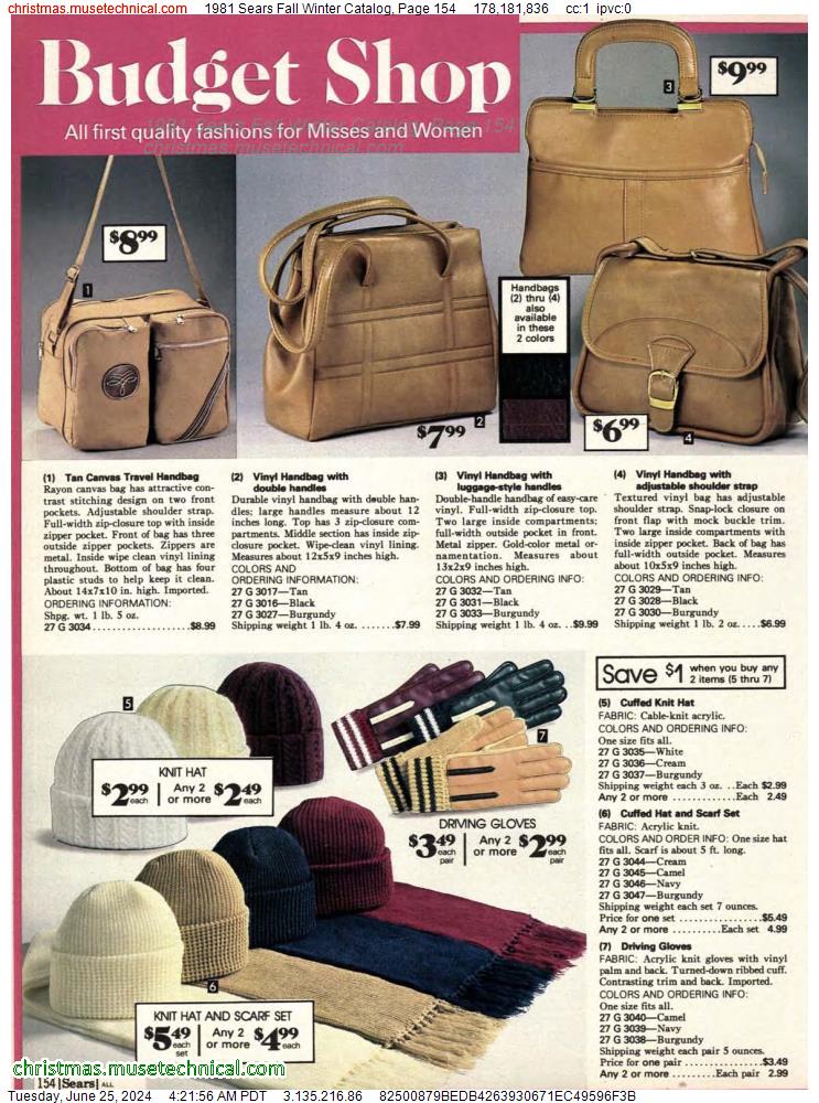 1981 Sears Fall Winter Catalog, Page 154