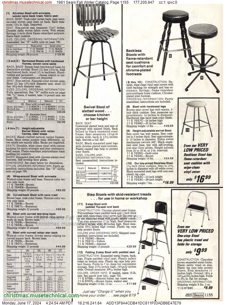 1981 Sears Fall Winter Catalog, Page 1155