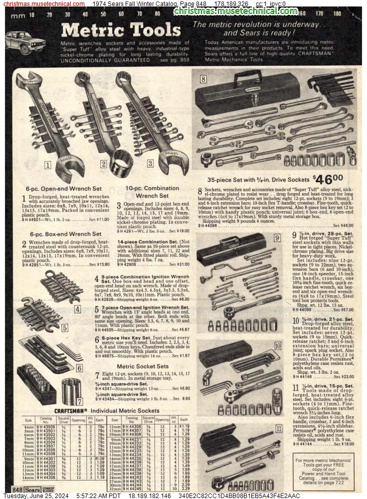 1974 Sears Fall Winter Catalog, Page 848