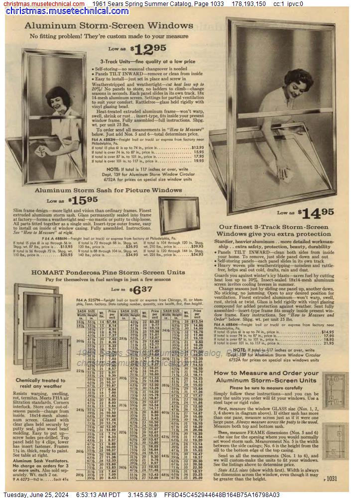 1961 Sears Spring Summer Catalog, Page 1033