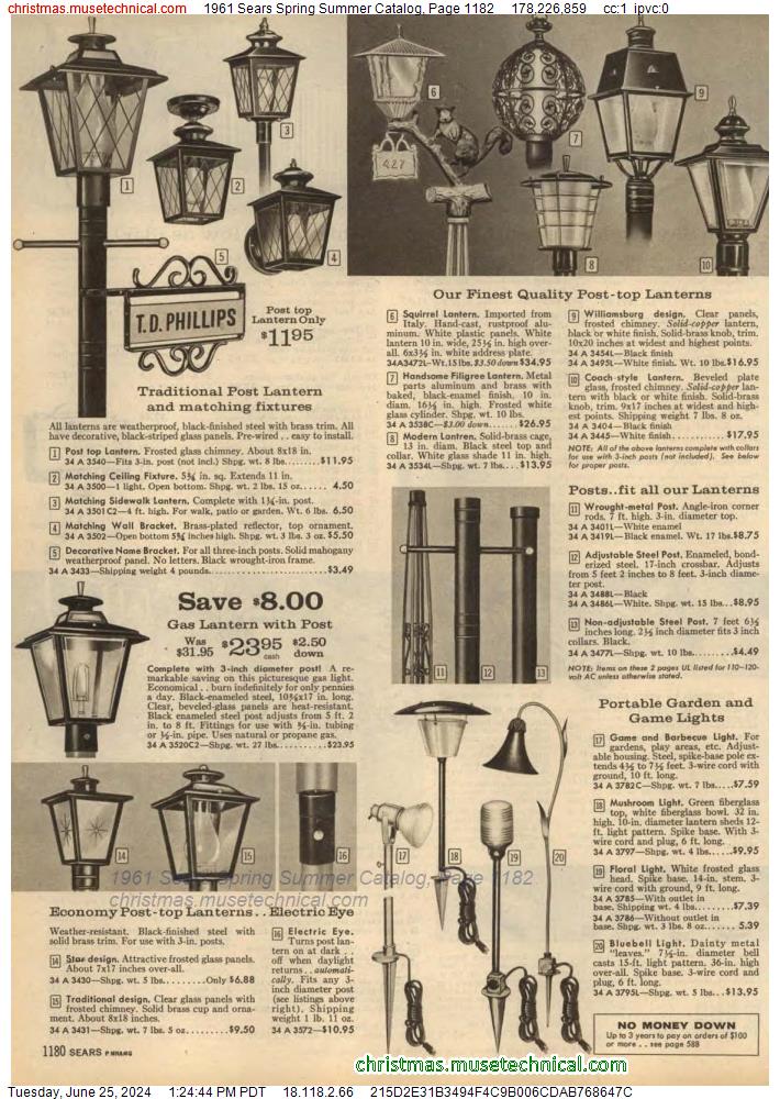 1961 Sears Spring Summer Catalog, Page 1182