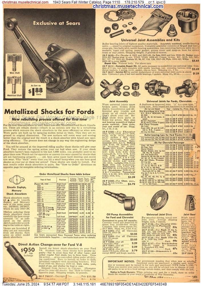 1943 Sears Fall Winter Catalog, Page 1110