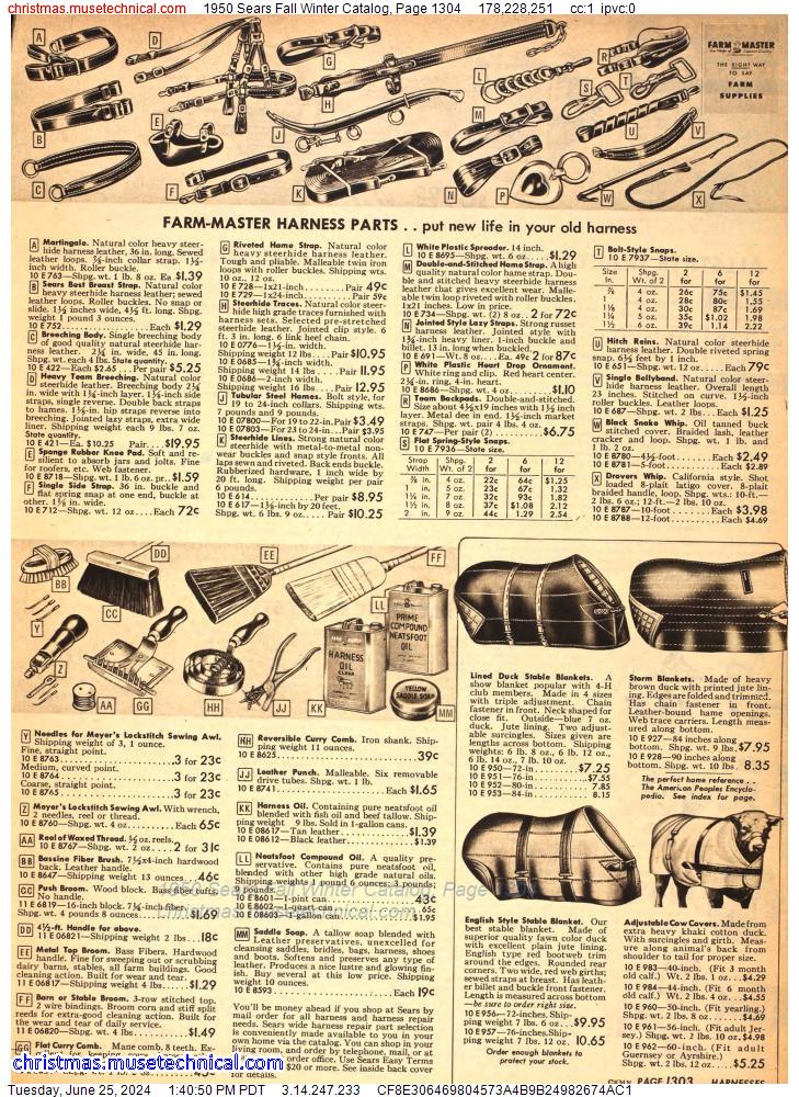 1950 Sears Fall Winter Catalog, Page 1304