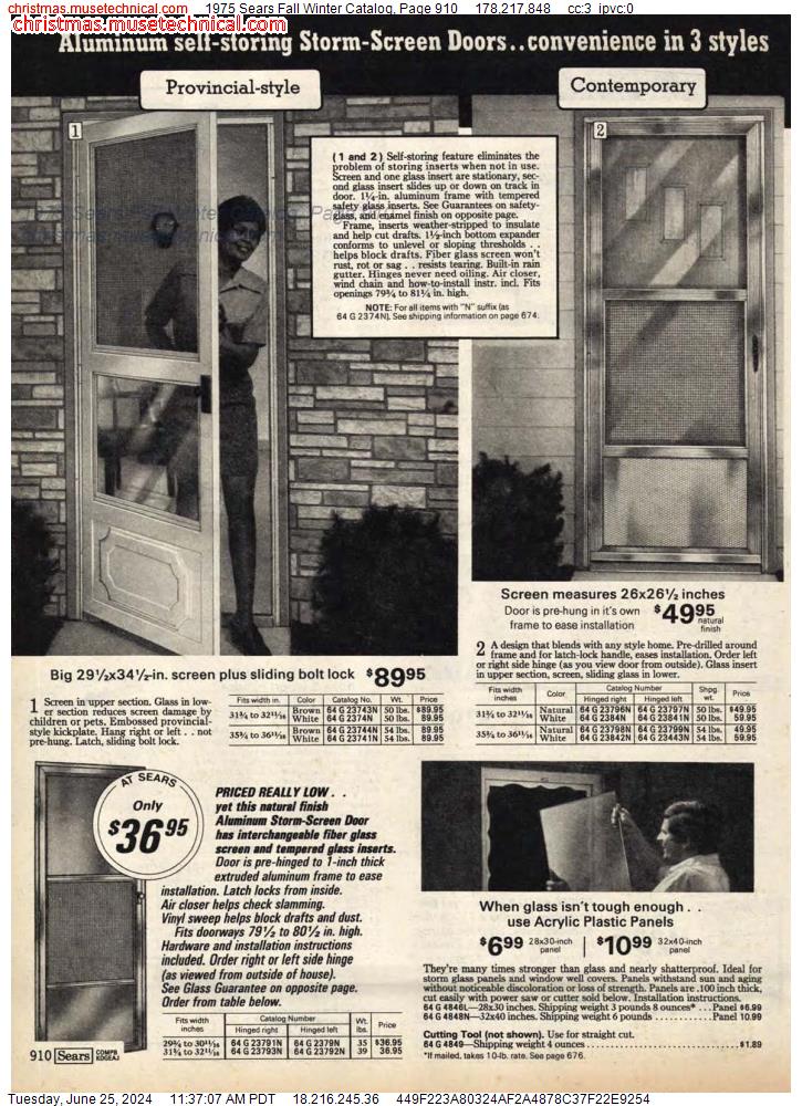1975 Sears Fall Winter Catalog, Page 910