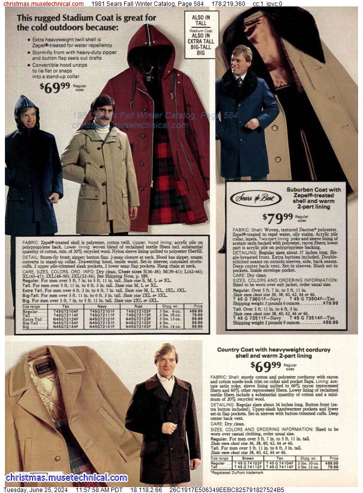 1981 Sears Fall Winter Catalog, Page 584
