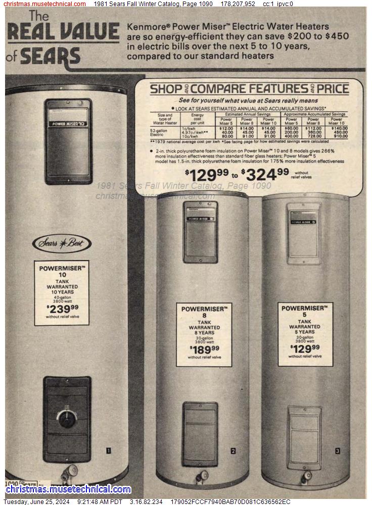 1981 Sears Fall Winter Catalog, Page 1090