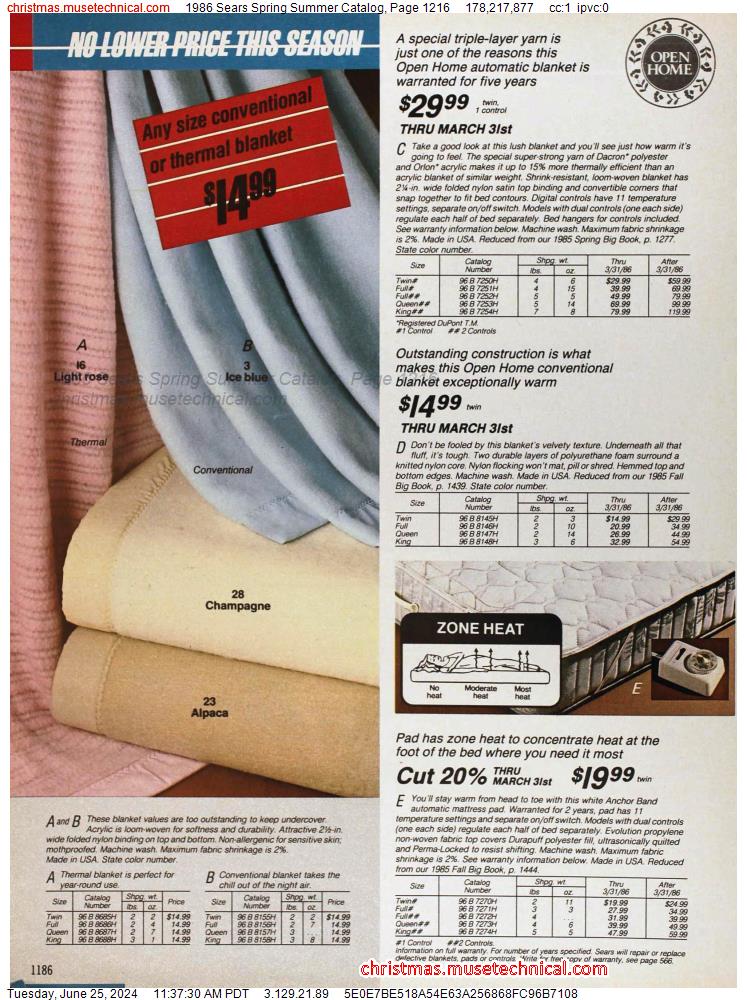 1986 Sears Spring Summer Catalog, Page 1216