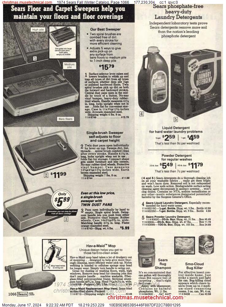 1974 Sears Fall Winter Catalog, Page 1066