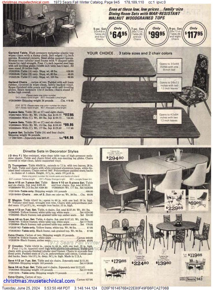 1973 Sears Fall Winter Catalog, Page 945