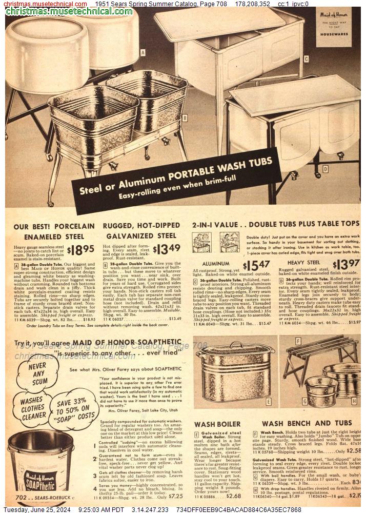 1951 Sears Spring Summer Catalog, Page 708