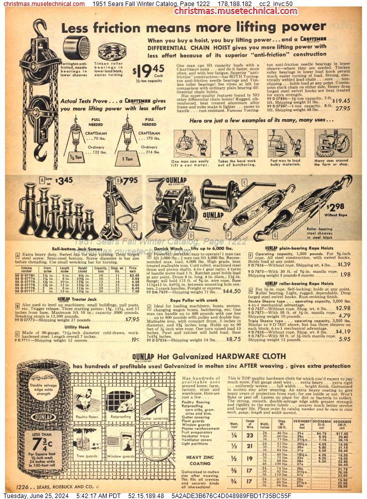 1951 Sears Fall Winter Catalog, Page 1222