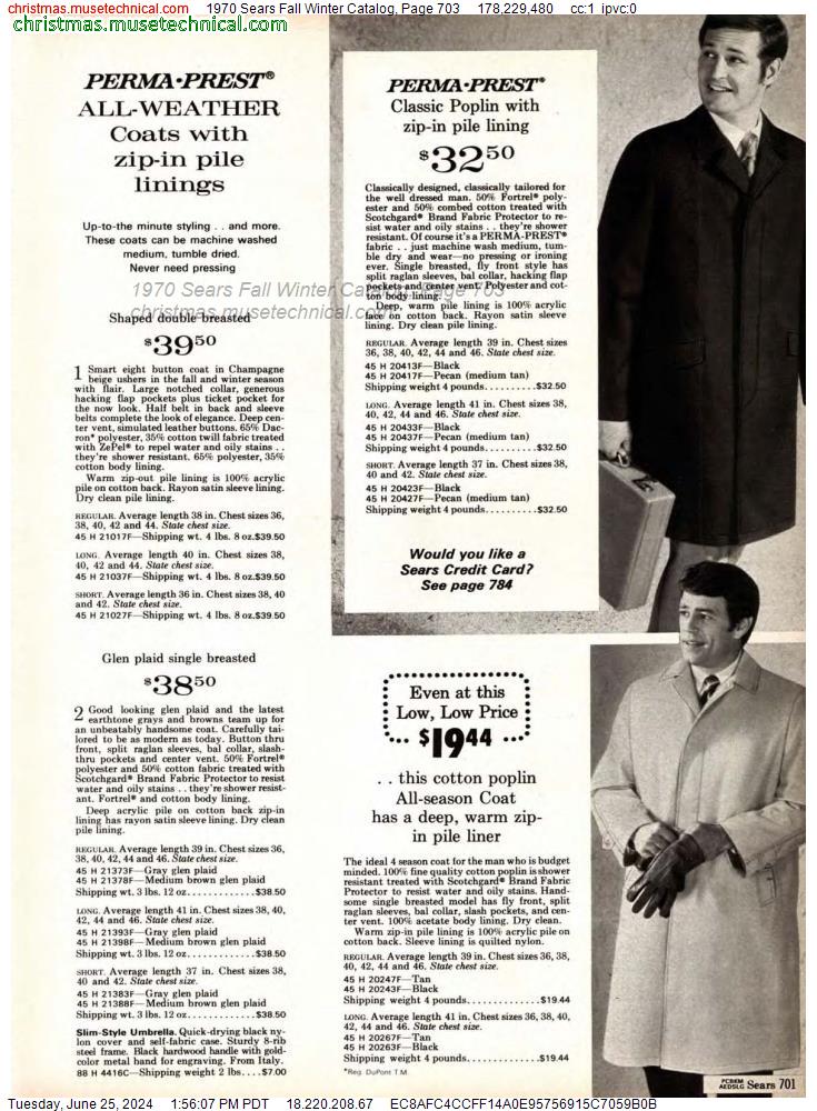 1970 Sears Fall Winter Catalog, Page 703