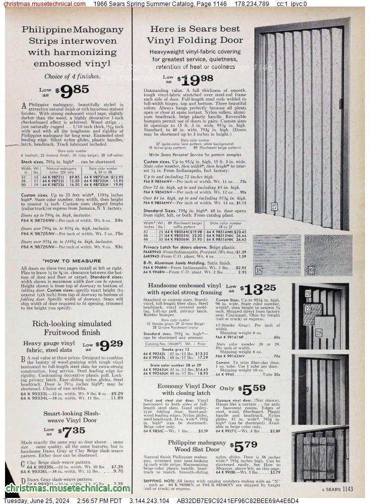 1966 Sears Spring Summer Catalog, Page 1146